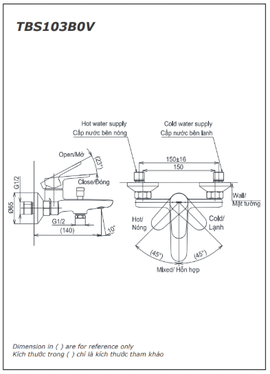 Sen vòi nóng lạnh NEW STANDARD TOTO TBS103B0V