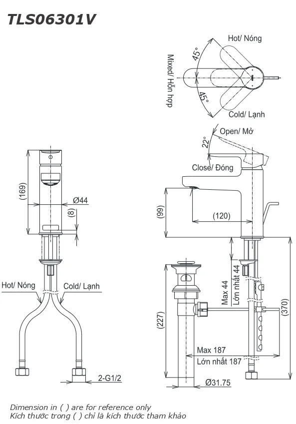 Vòi chậu nóng lạnh (dáng thấp) TOTO TLS06301V