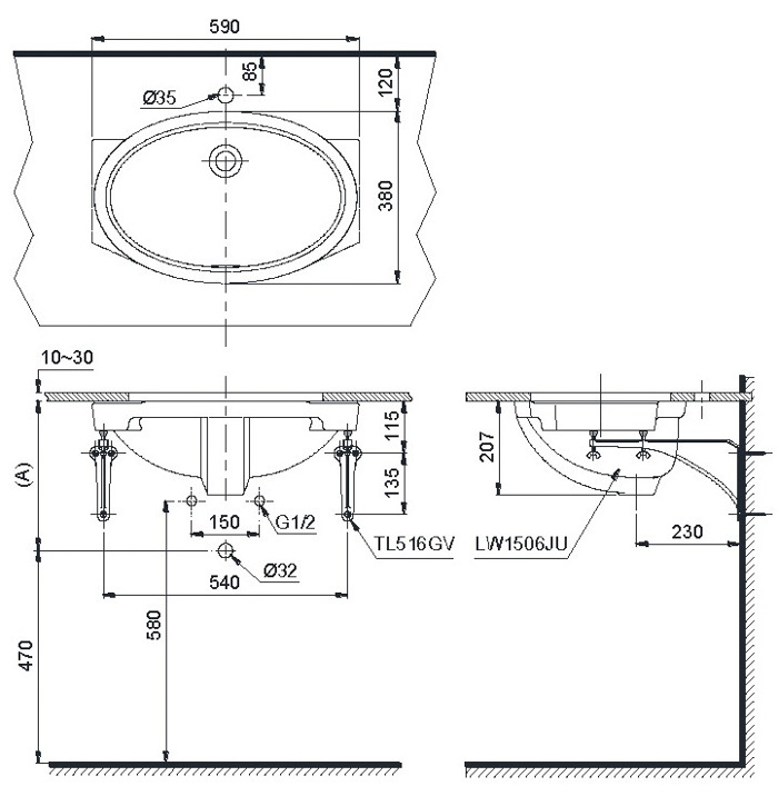 Chậu rửa âm bàn TOTO LW1506V/TL516GV