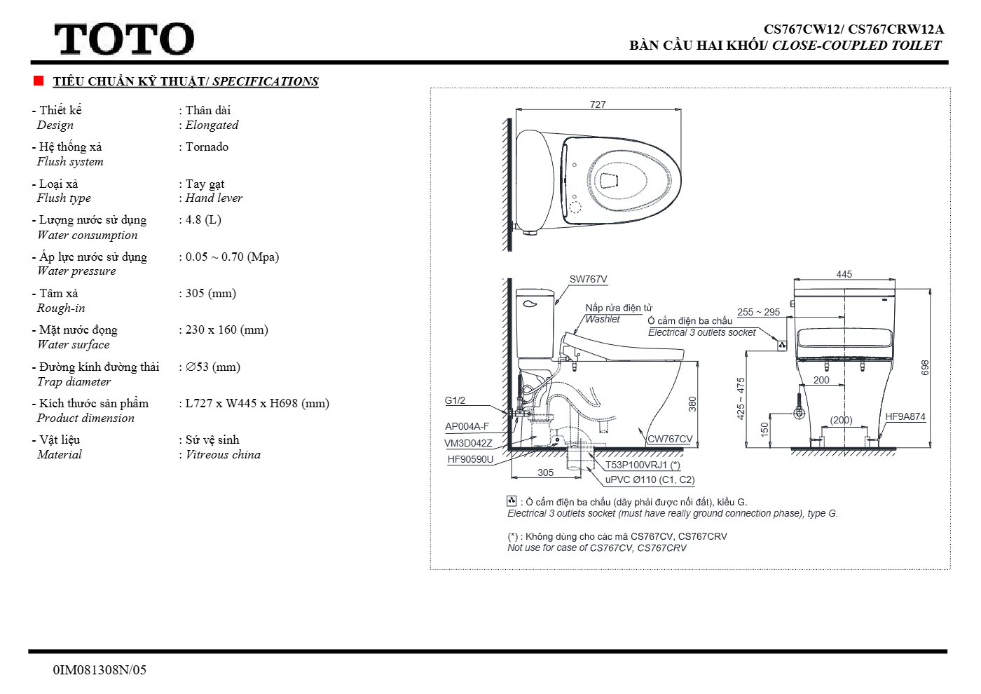 Thông số kỹ thuật CS767CRW12 - trang 2