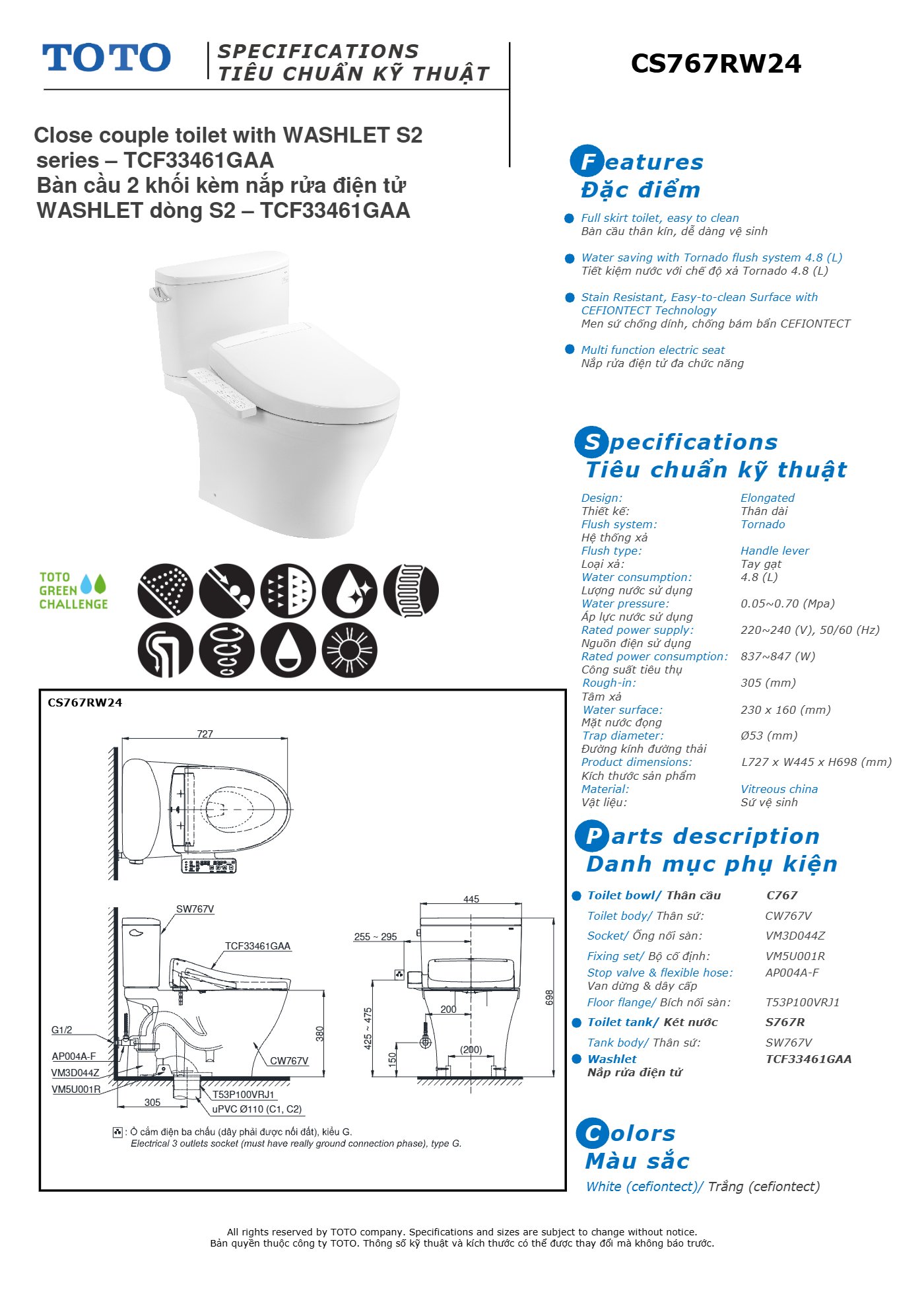 Thông số kỹ thuật CS767RW24