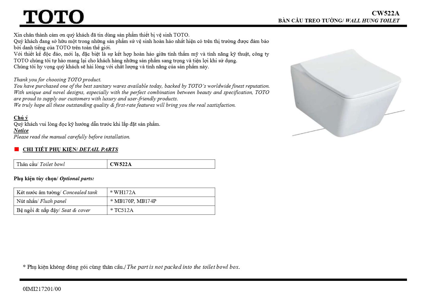 Thông số kỹ thuật CW522EA/TCF797C2Z/WH172AAT/MB171M#SS - trang 1