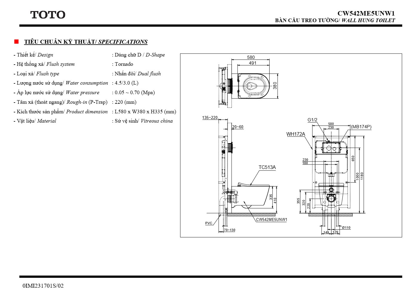 Thông số kỹ thuật CW542ME5UNW1/WH172A/TC513A/MB175M#SS - trang 2