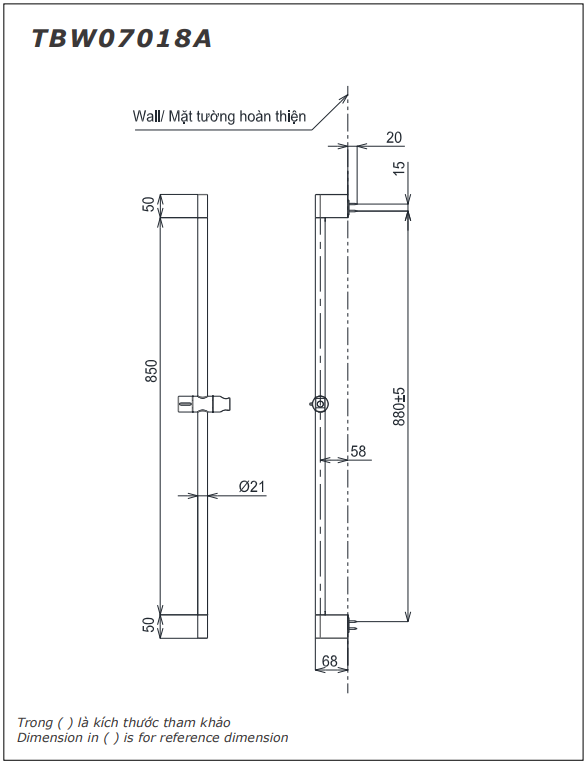 Thanh trượt sen tắm TOTO TBW07018A