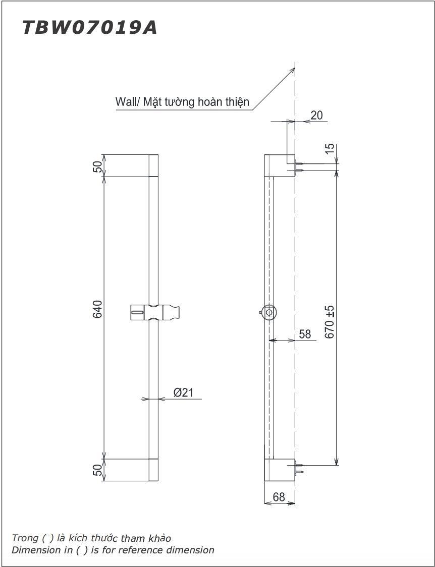 Thanh trượt sen tắm TOTO TBW07019A