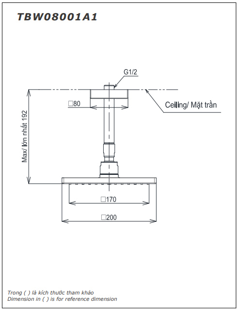 Bát sen gắn trần TOTO TBW08001A1