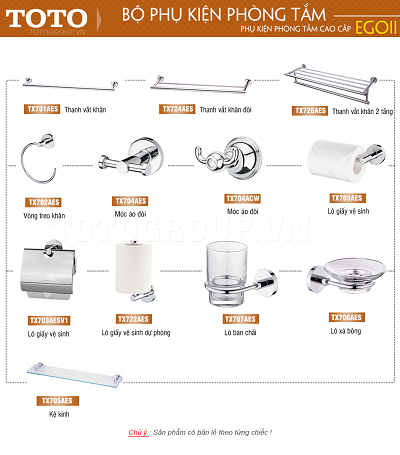 Điểm thu hút của bộ phụ kiện thiết bị vệ sinh Toto